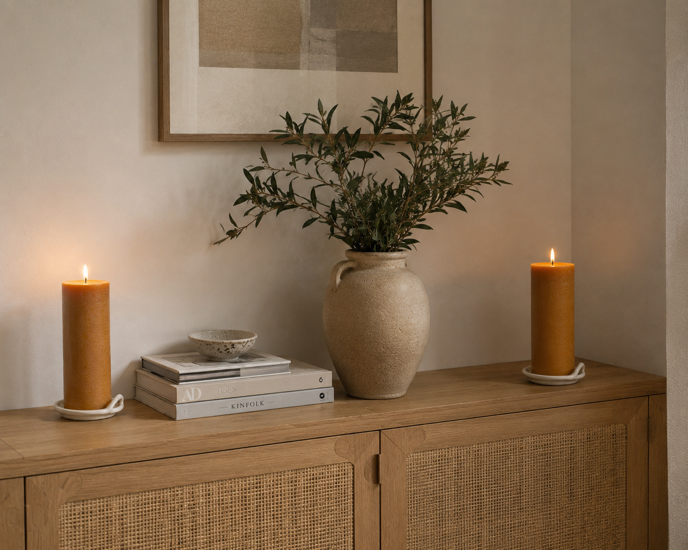 Handmade Beeswax pillar candles in 3 sizes