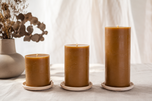 Handmade Beeswax pillar candles in 3 sizes