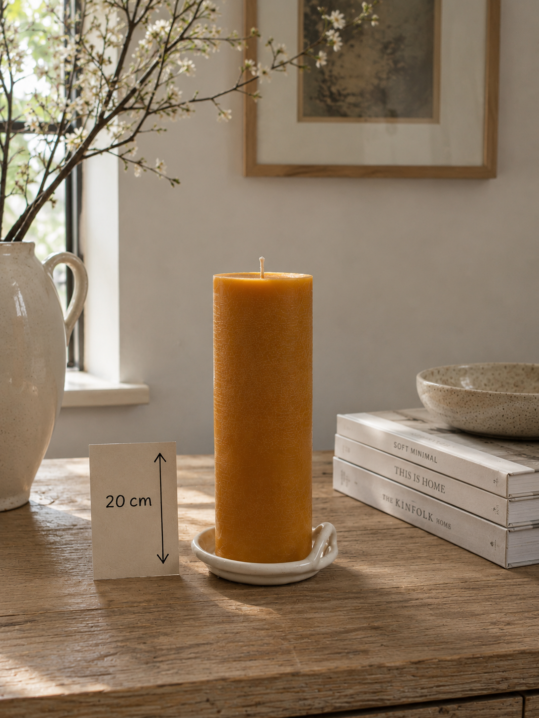 Handmade Beeswax pillar candles in 3 sizes